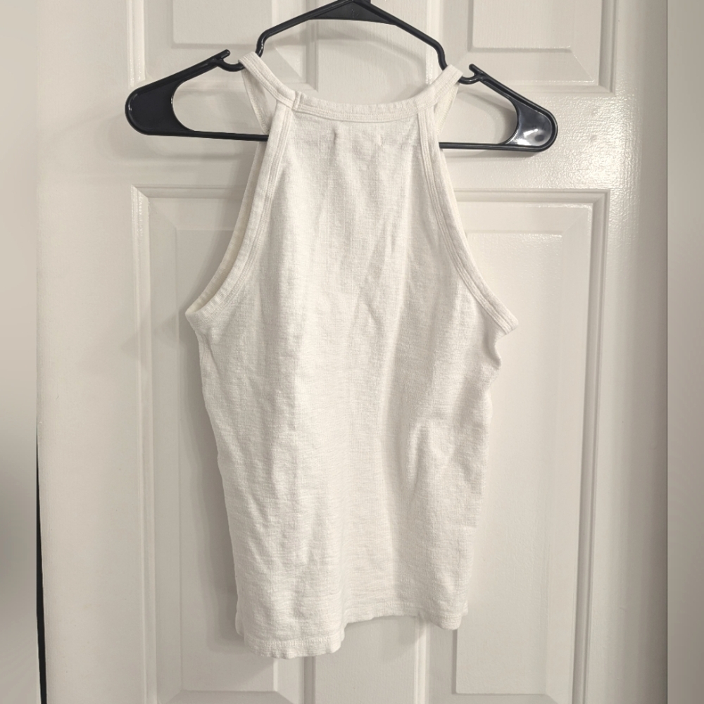 Madewell Ribbed High Neck Cotton Blend Tank Top White Size XS - Picture 3 of 4